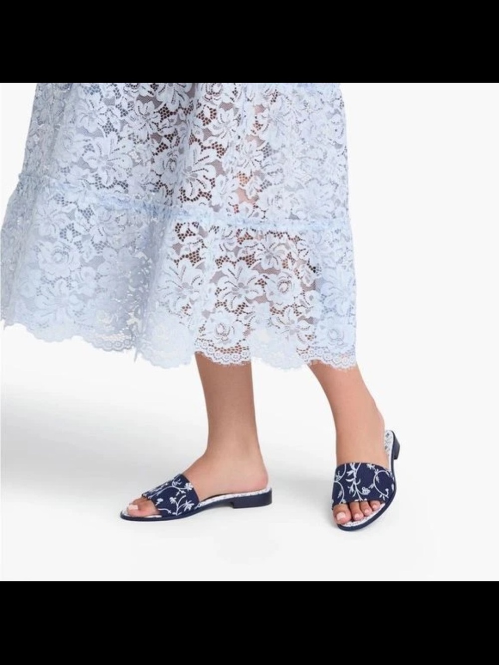 Hill House Navy Floral Slide Sandals size 38